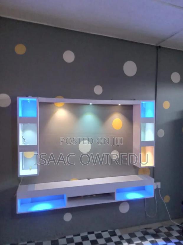 Television Wall Mount With Two Sides Shelves and Light's