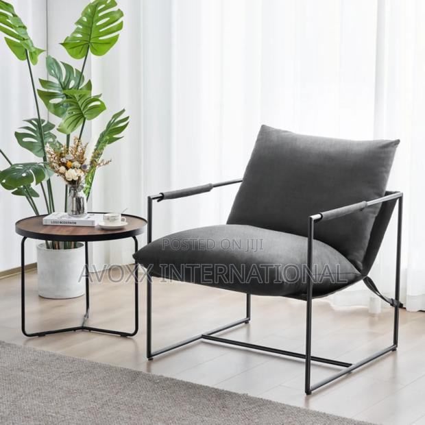 Cliatt Modern Metal Framed Sling Upholstered Chair/Oversized · Photo 2