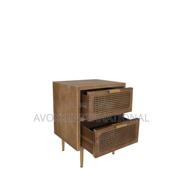 Nador Rustic Woven Fronts Nightstand, 2 Drawer End Table · Photo 2