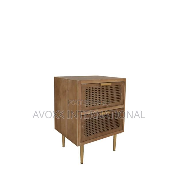 Nador Rustic Woven Fronts Nightstand, 2 Drawer End Table · Photo 3