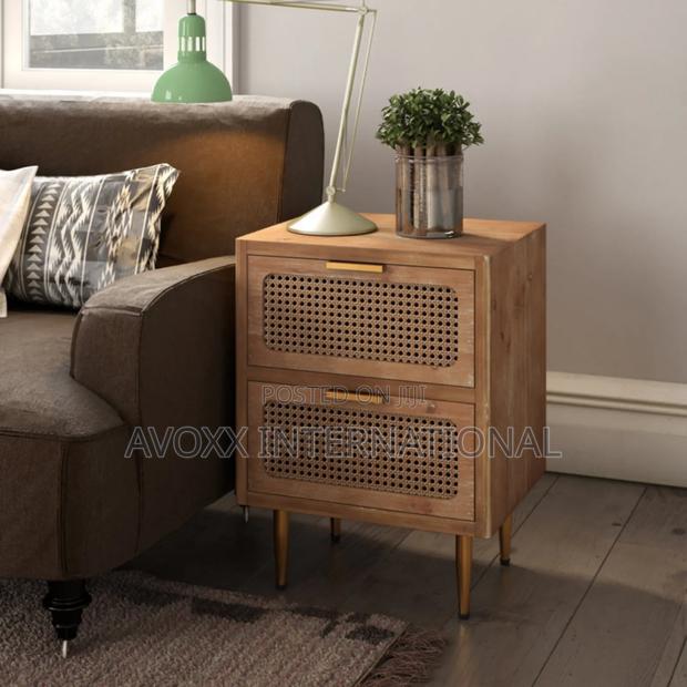 Nador Rustic Woven Fronts Nightstand, 2 Drawer End Table · Photo 7