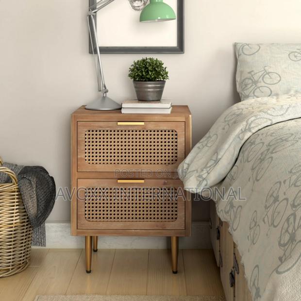 Nador Rustic Woven Fronts Nightstand, 2 Drawer End Table · Photo 8