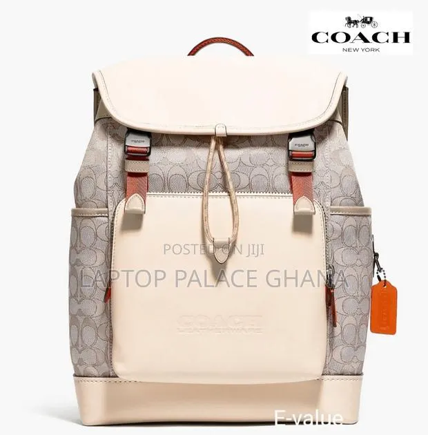 Coach White League Flap Laptop Backpack · Photo 1