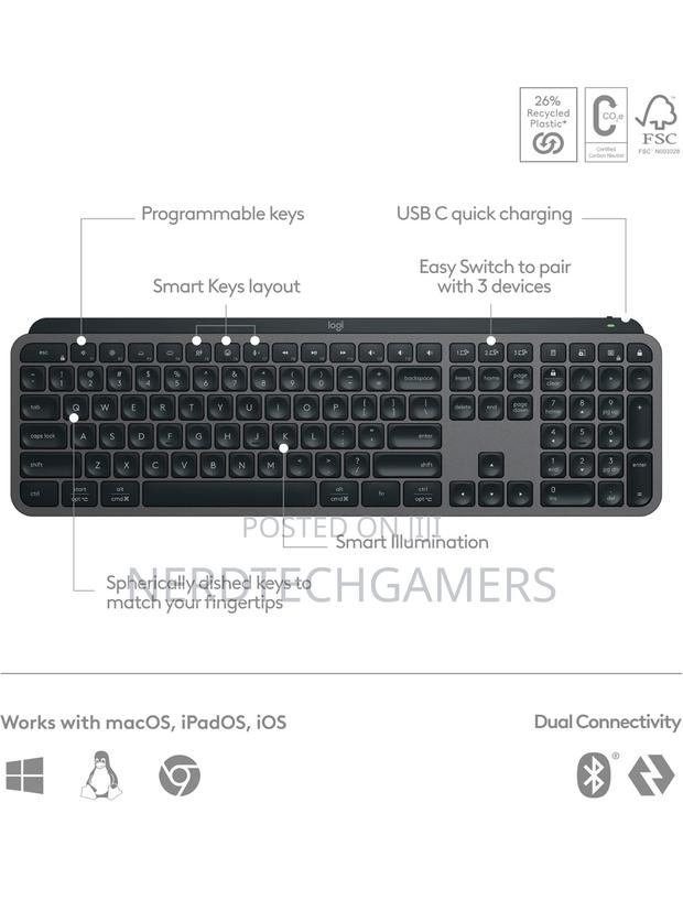Logitech MX Keys S Wireless Keyboard, Backlighting - · Photo 3