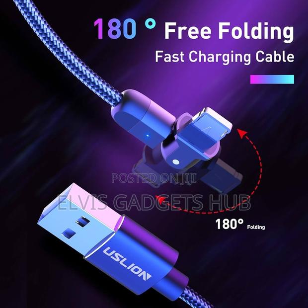 USLION Lightning Braided 180° Rotating Fast Charging Cable · Photo 2