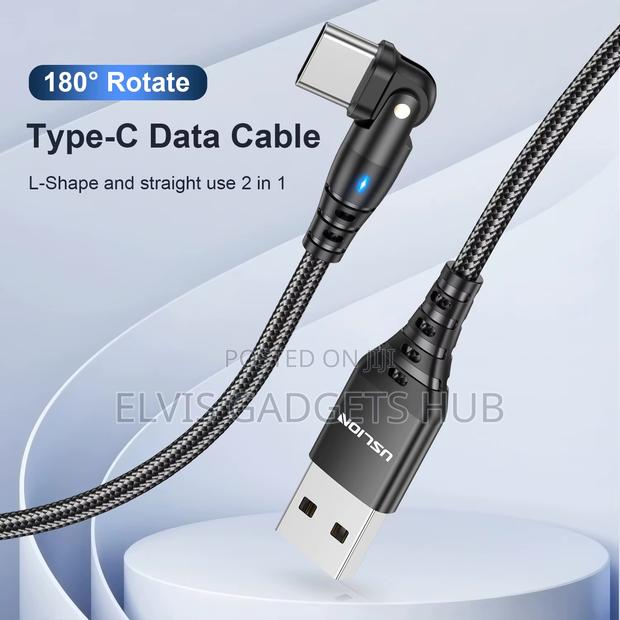 USLION Typce C Braided 180° Rotating Fast Charging Cable · Photo 2
