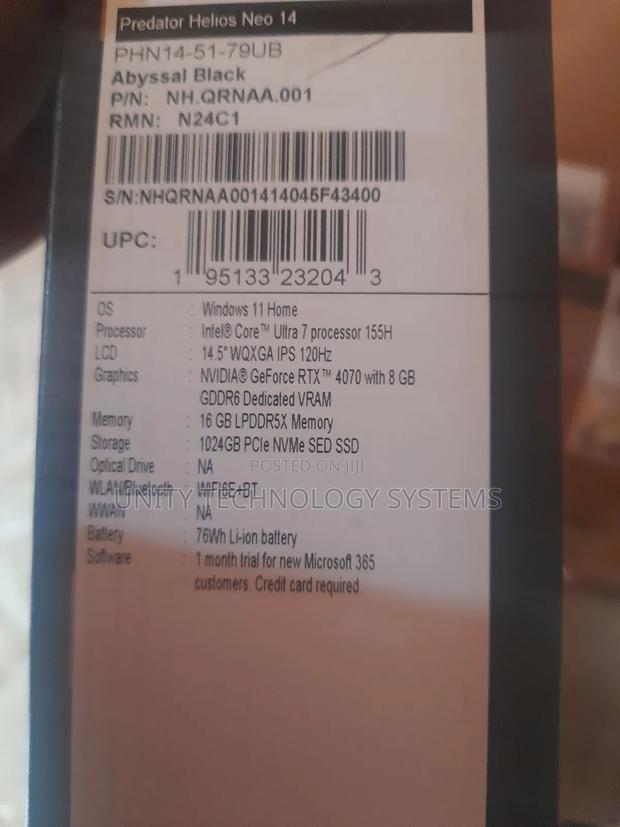 New Laptop Acer Predator Helios Neo 16 16GB Intel Core Ultra 7 SSD 1T · Photo 1