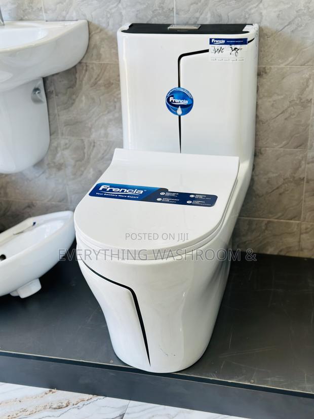 One Piece Water Closet and Basin Set_ Black and White Wc Set · Photo 3