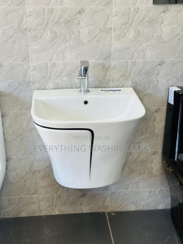 One Piece Water Closet and Basin Set_ Black and White Wc Set · Photo 4