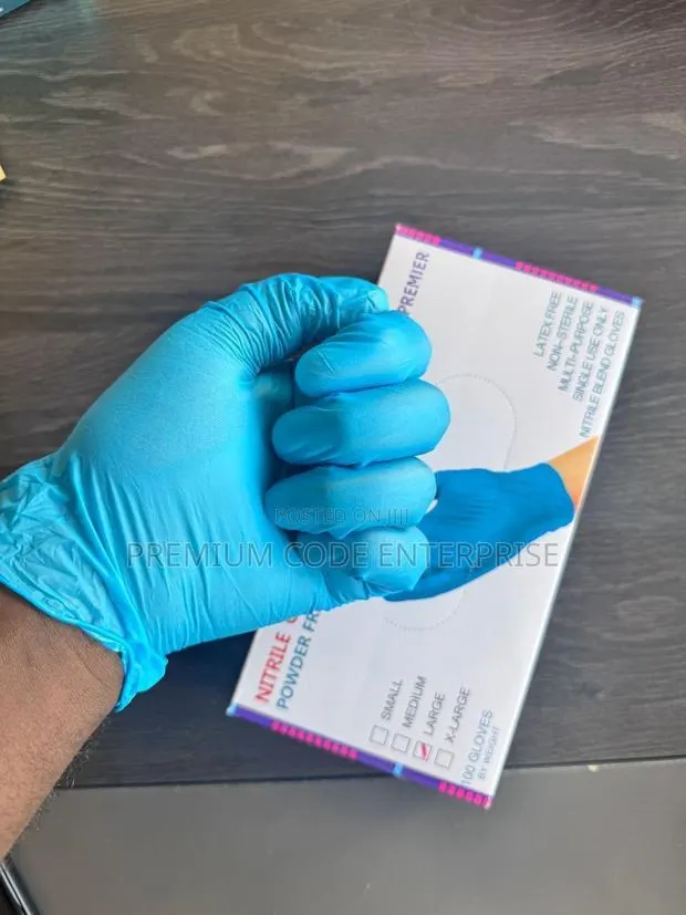 Blue Nitrile Blend Gloves–Powderfree, Non-elastic100pcs/Pack · Photo 1