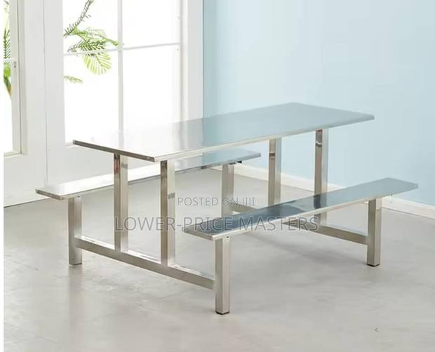 Silver Stainless Steel Table and Chair Complete Set · Photo 1
