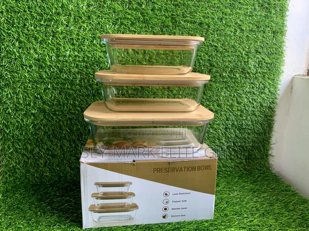 3 Set Borosilicate Glass Bowl With Bamboo Lid · Photo 2