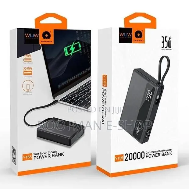 Power Bank 20000mah Pd35w Fast Charging Black - Wuw Y155 · Photo 1