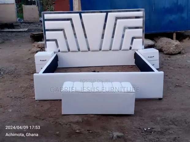 Queen Size Bed Frame With Side Drawers and Couch · Photo 1