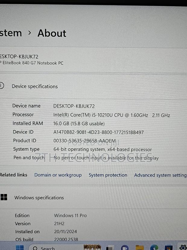 Laptop HP EliteBook 840 G7 16GB Intel Core I5 SSD 256GB · Photo 7