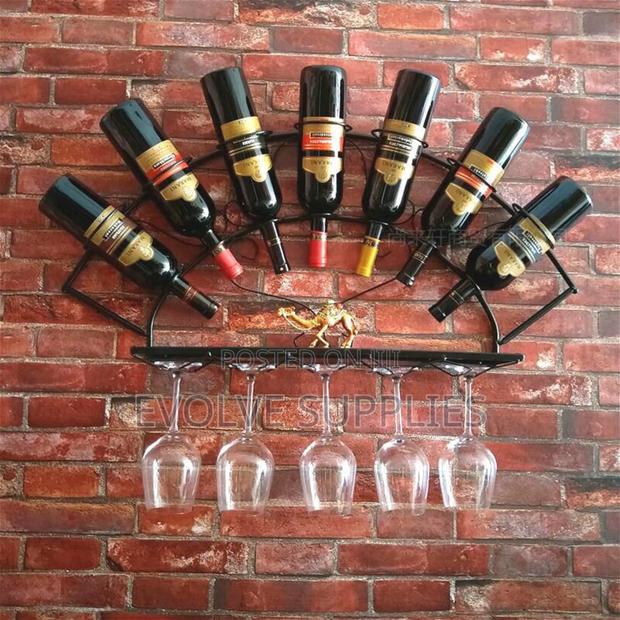 Mounted Wine Bottle Rack With Glass Holder · Photo 2