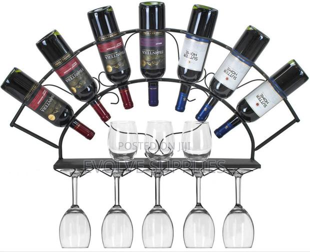 Mounted Wine Bottle Rack With Glass Holder · Photo 3