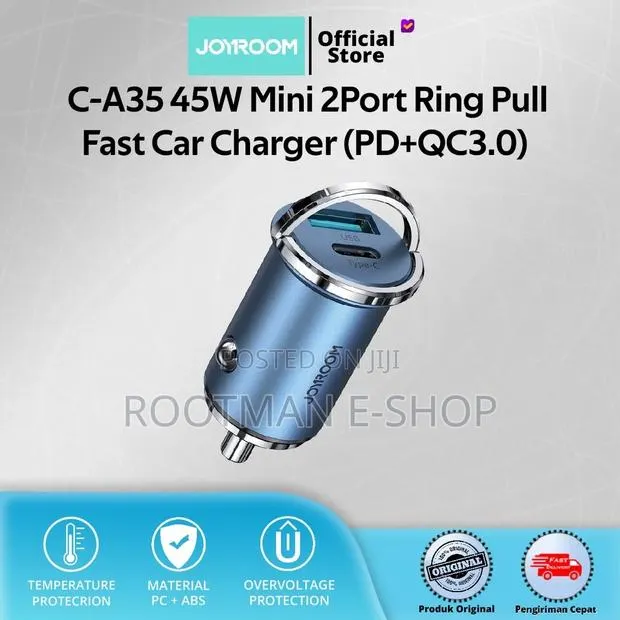 Joyroom C-A35 45w Mini 2-Port Ring-Pull Fast Car Charger · Photo 1