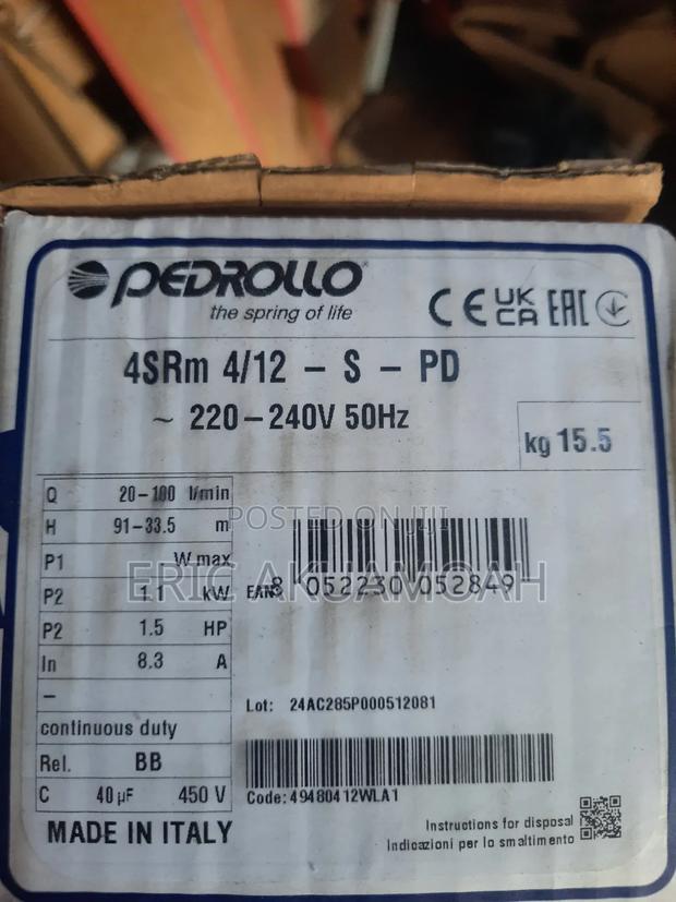 Pedrollo 1.5hp Bore Hole Pump · Photo 2