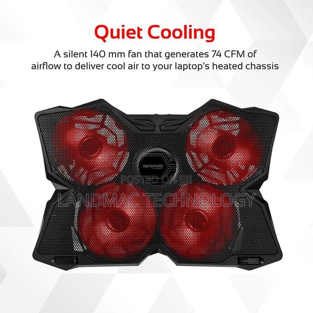 Promate Ergonomic Laptop Cooling Pad With Silent Fan Technol · Photo 4