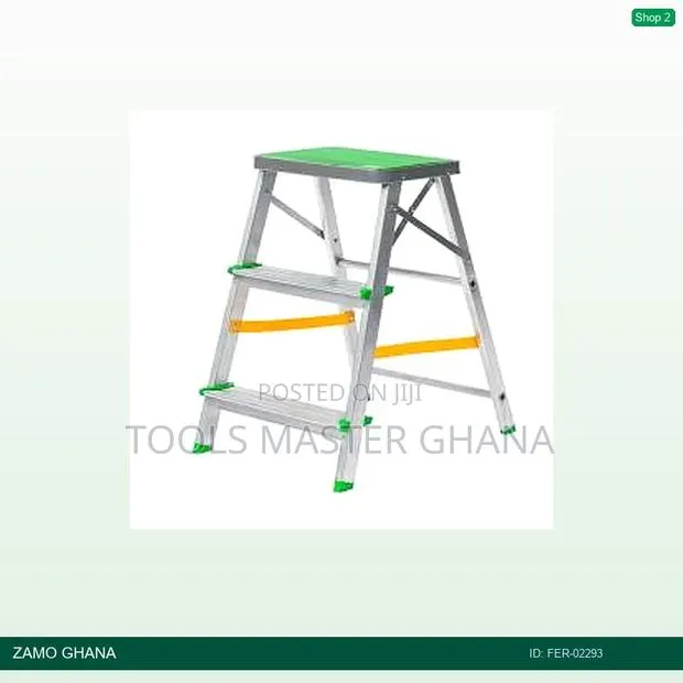 Ferral 2 Steps Ffoldable Ladder Aluminium Green - Fer-02293 · Photo 1