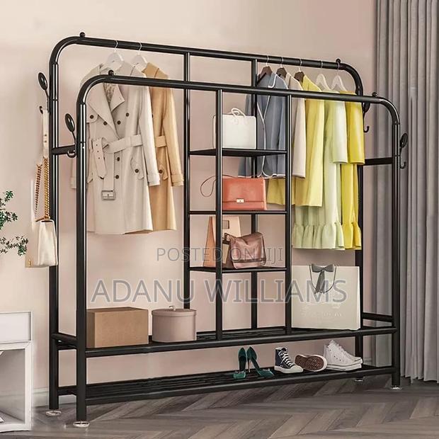 High Duty Quality Double Pole Clothes Organiser With Shelves · Photo 1