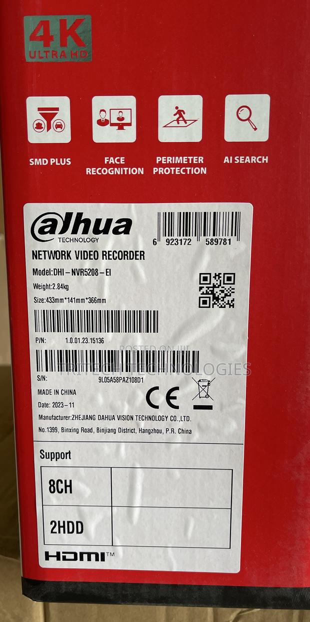 Dahua 8ch NVR Nvr5208-Ei Dahua 8ch 2hdd 1U Support (Anpr) · Photo 4