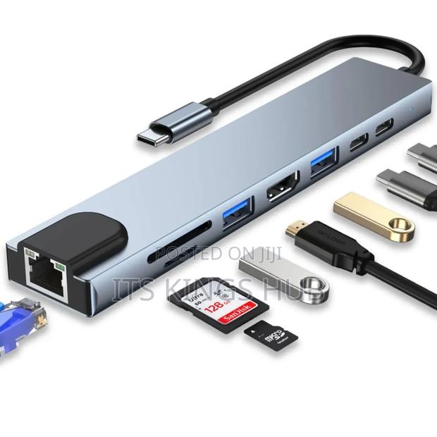 USB Hub 8 in 1 Type C Hub Adapter Docking Station for Laptop · Photo 1