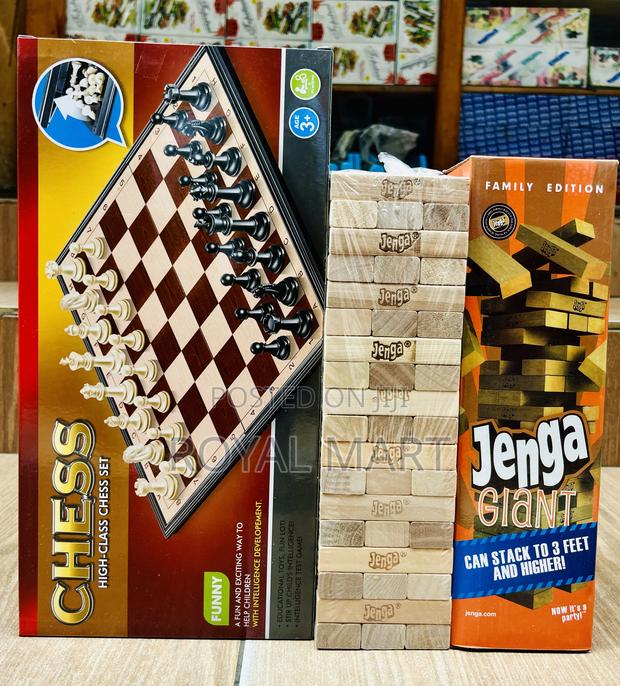 Jenga and Chess Board Game · Photo 1