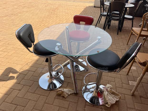Tempered Glass Table With 3 Adjustable Chairs · Photo 1