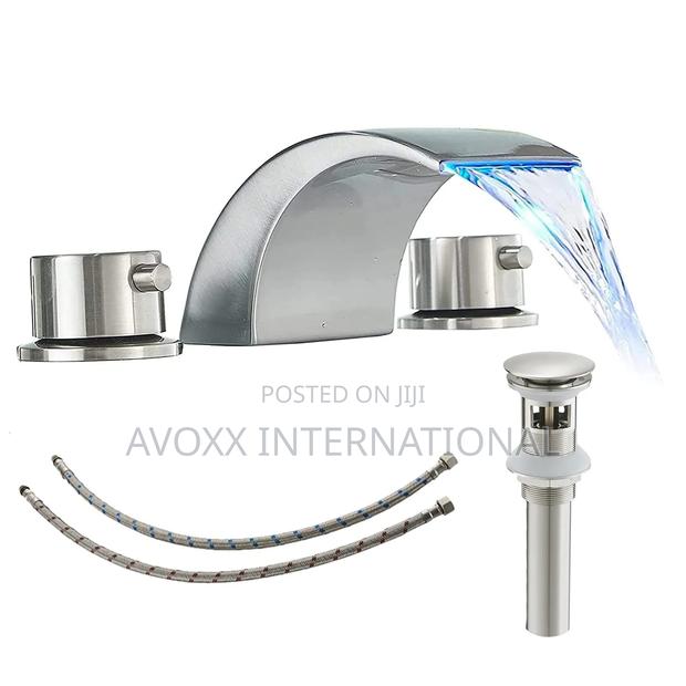 Widespread Bathroom Faucet Brushed Nickel W/Pop Up Drain · Photo 1