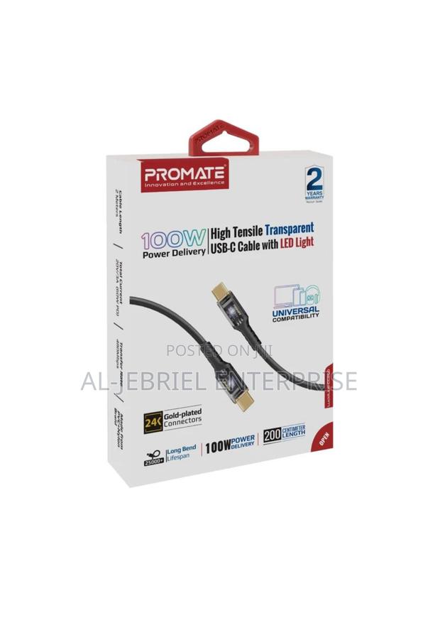 Promate Lucidline-Cc200 100w PD High Tensile USB-C Cable · Photo 1