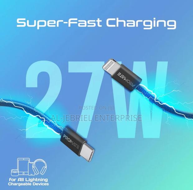 Promate Ecoline-Ci120 27W PD USB-C to Lightning Cable-(Navy) · Photo 2