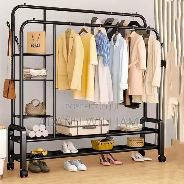 High Quality Multi Heavy Duty Clothes Rack (Shelves Wheels · Photo 1