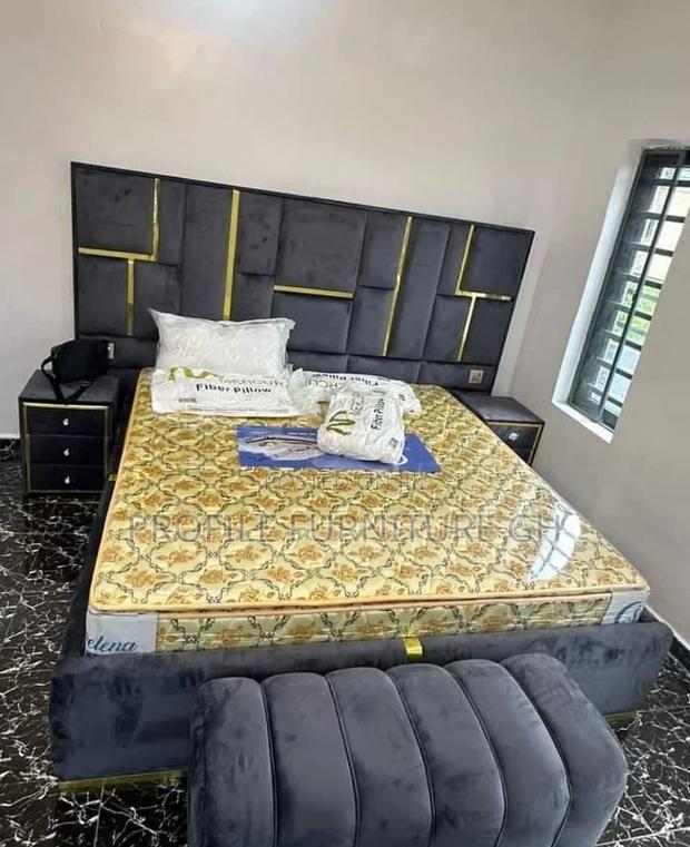 Queen Size Bedframe With Mattress, Ottoman, 2 Side Drawers · Photo 1