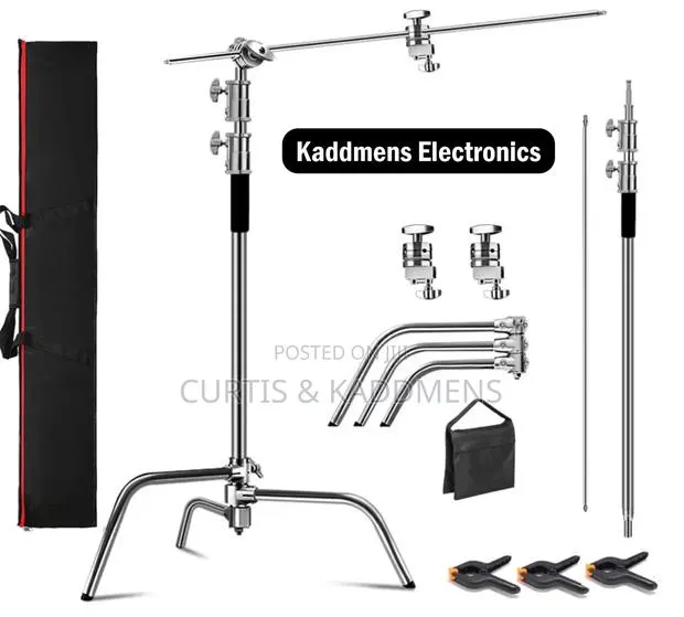 Heavy Duty C Stand + Sand Bag + Carry Bag + 3x Clamp Pegs