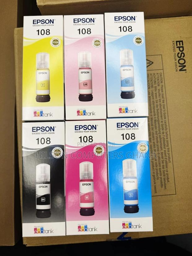 Epson 108 Ecotank Original Ink Bottle - C,Y,M.B.Lc,Lm - Set · Photo 1
