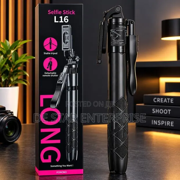L16 Long Selfie Stick With Tripod Stand and Bluetooth Selfie · Photo 1