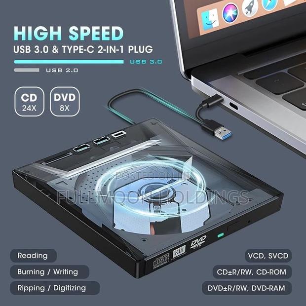 External DVD Rw Cd Writer With USB Hub Card Reader Type C · Photo 2