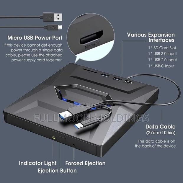 External DVD Rw Cd Writer With USB Hub Card Reader Type C · Photo 4