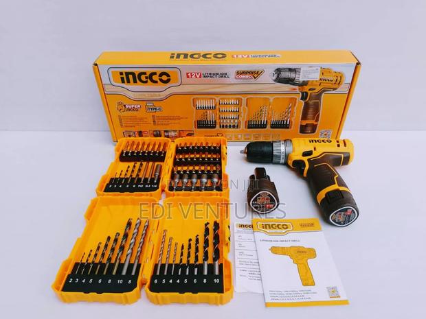 Ingco Cordless Drill 12v + 2 Batteries + Accessories · Photo 1
