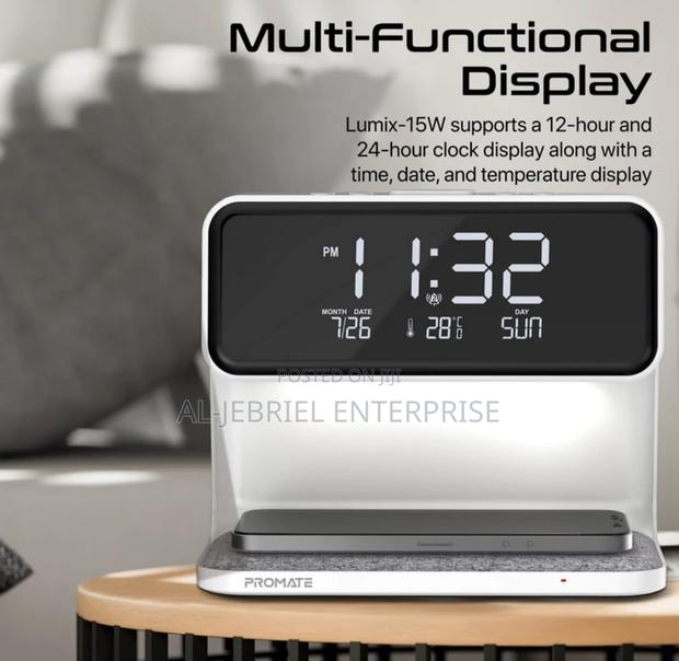 LUMIX-15W Promate Wireless Charger With Clock LED Light · Photo 1