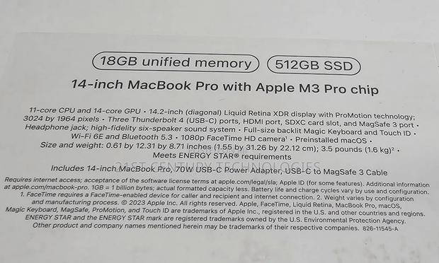 Laptop Apple MacBook Pro 2023 M3 14-Inch 18GB Apple M3 Pro SSD 512GB · Photo 2
