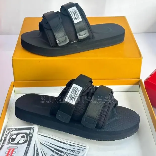 Black Double-Strap Slide Sandals With Thick Sole – Sliders · Photo 1
