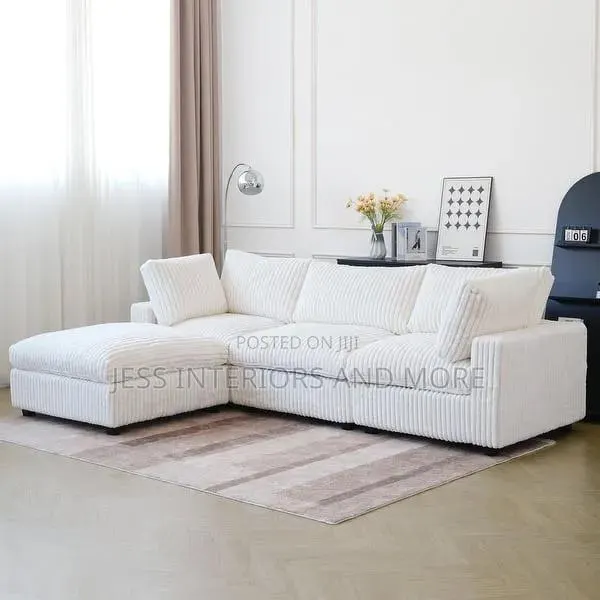 Oversized Sofa Set(Corduroy)Sectional Sofa(White) · Photo 1