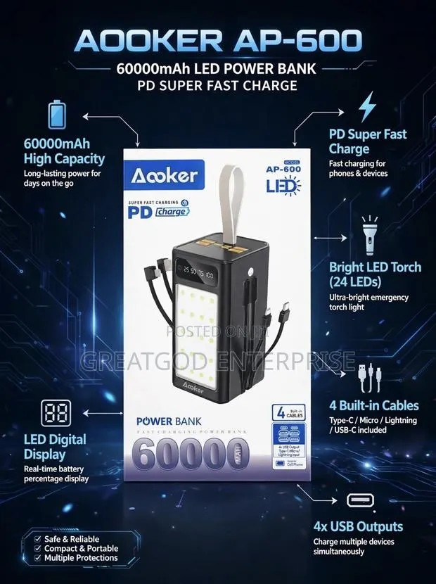Aooker AP-600 60,000mAh Power Bank · Photo 1