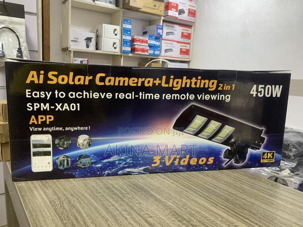 Ai 4g Solar Camera 3 Lens With 450w Street Light 2 in 1 · Photo 1