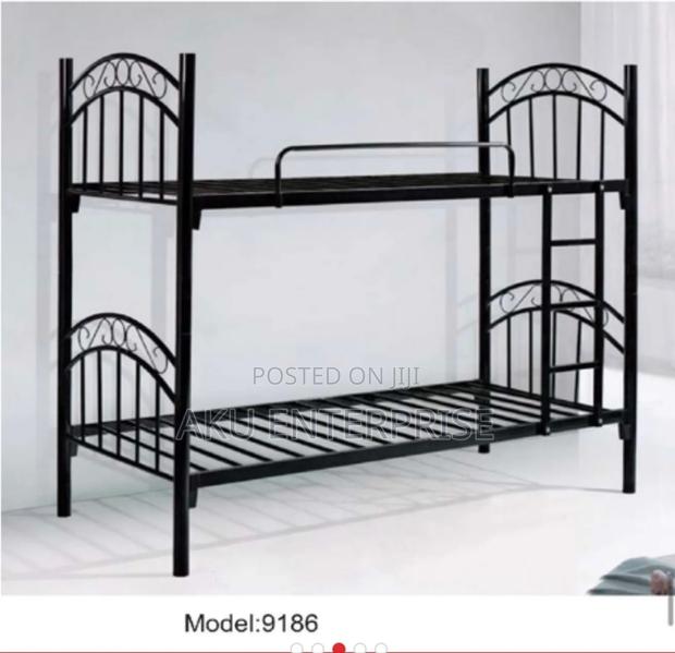 Stylish Double Bunk Metal Bed Frame Mattress Excluded Black · Photo 1