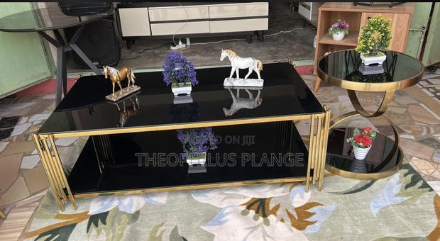 Glass Center Table With Side Table Set ( Black and Gold ) · Photo 1