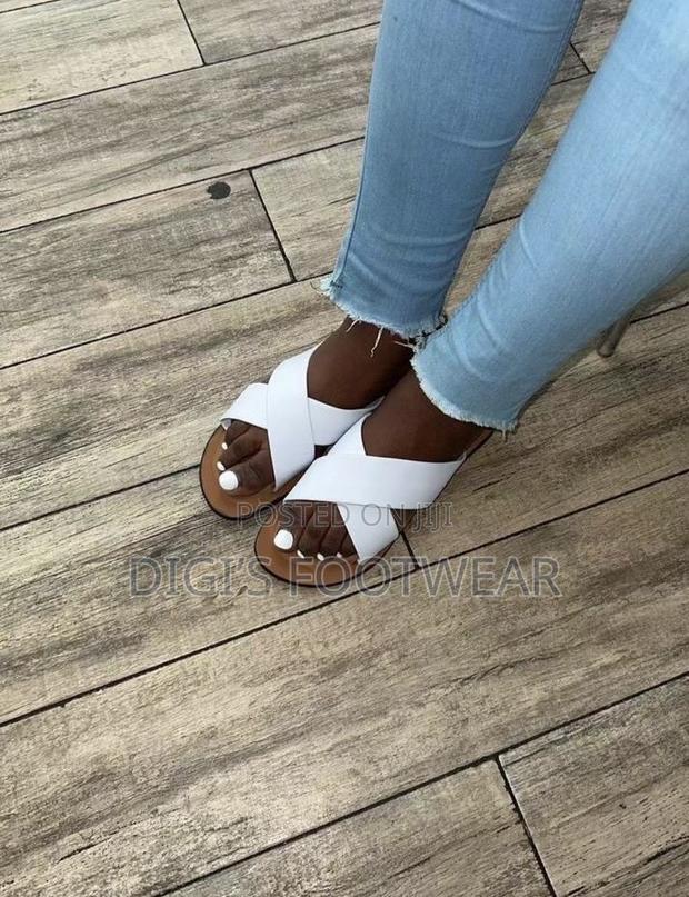 White Crossed Ladies Slippers